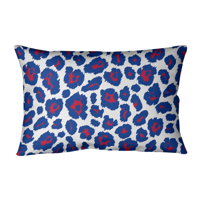 Housse de coussin rectangulaire Buffalo football, Blanc / bleu, Croisé en coton