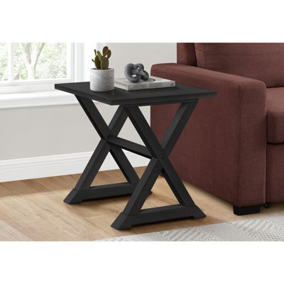 Table d'appoint transitionnelle en placage noir, carré, pour chambre à coucher et salon, 22 po L x 23,5 po H Table d'appoint en placage, mobilier de chambre,