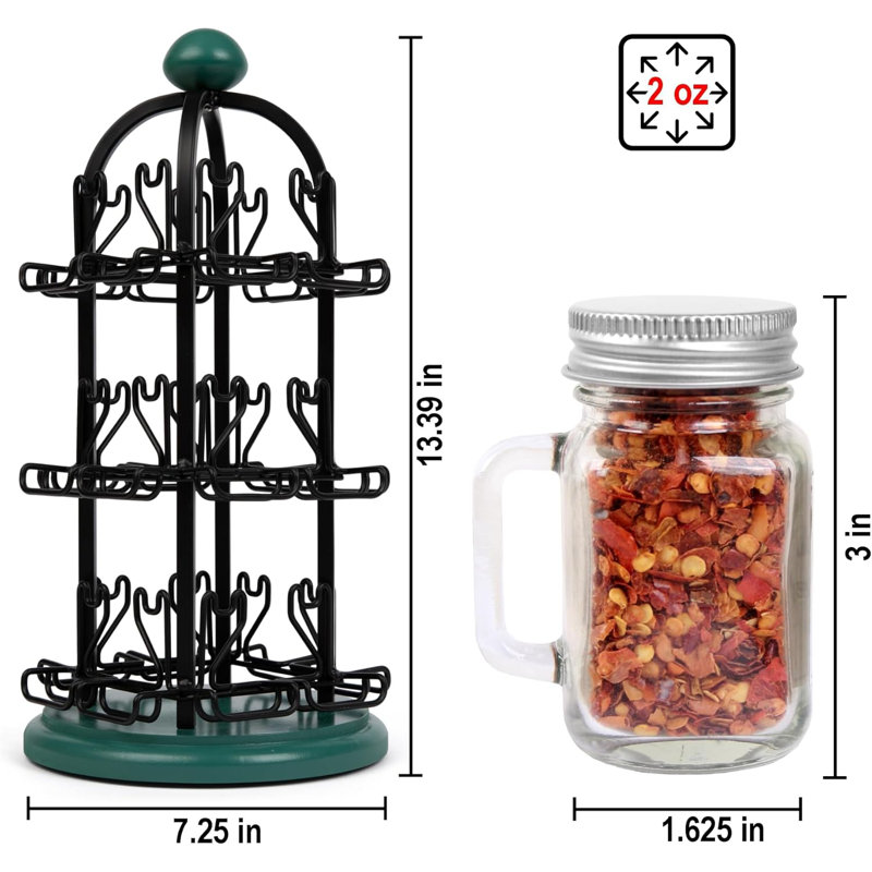 24 Jar Revolving Spice Rack With Spices Included, Spice Organizer For Kitchen Countertop