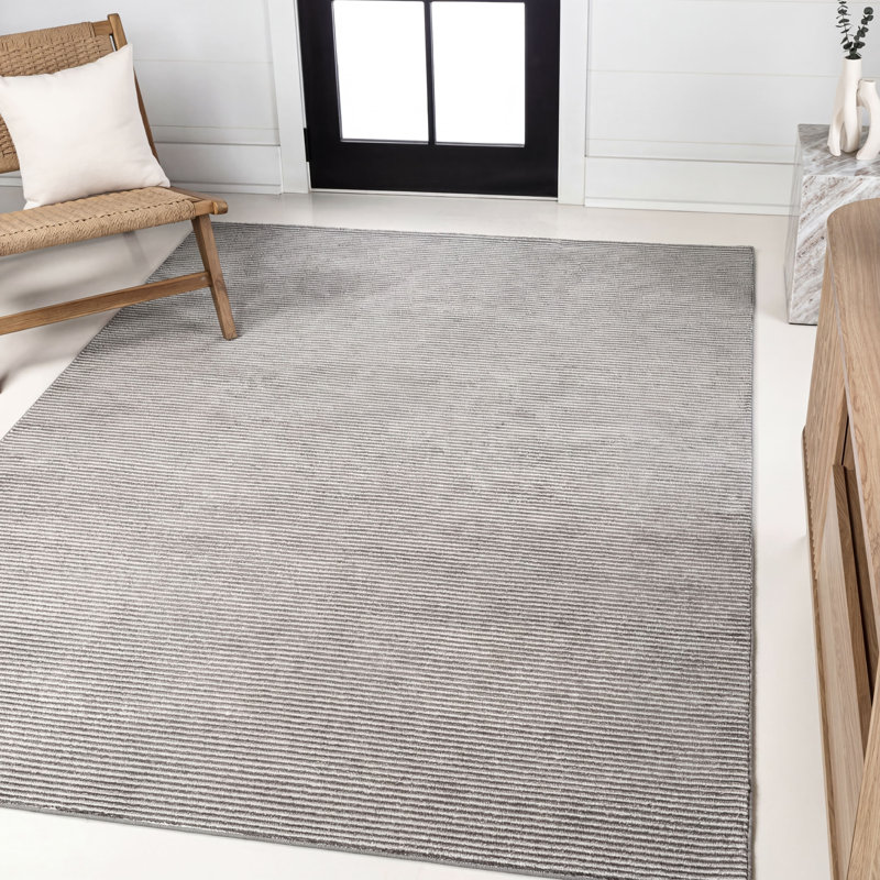 Tapis argenté / blanc Wolcott, Rectangle 5 pi 3 po x 7 pi 7 po