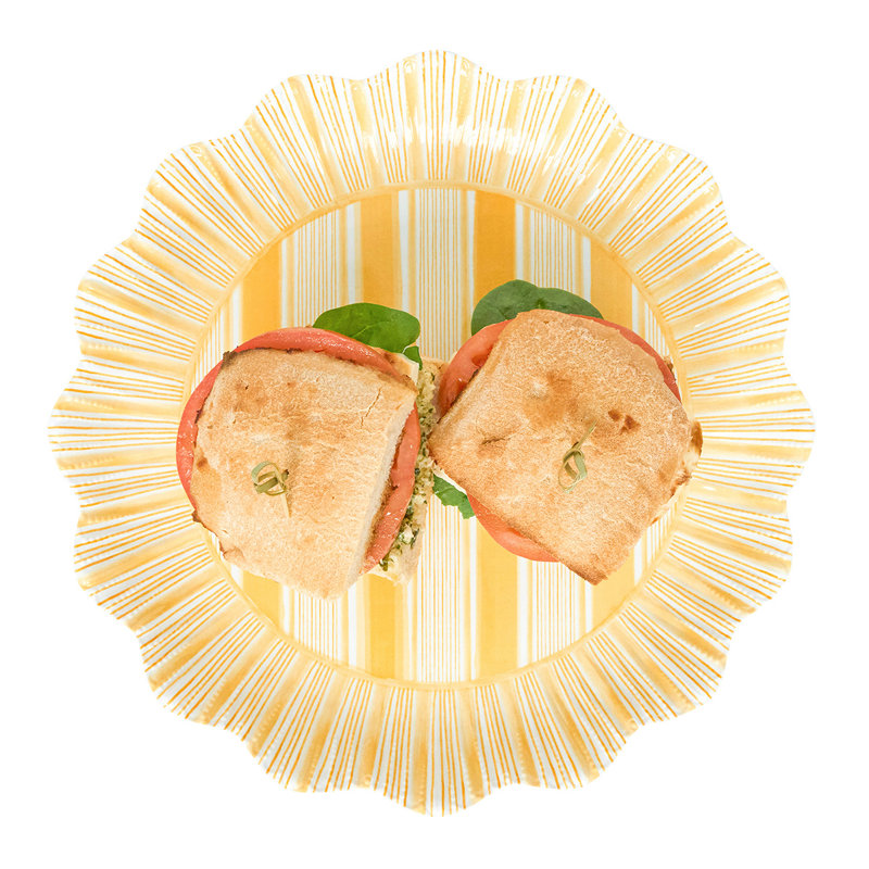 Cabana Stripe Melamine Dinner Plates, Sunshine