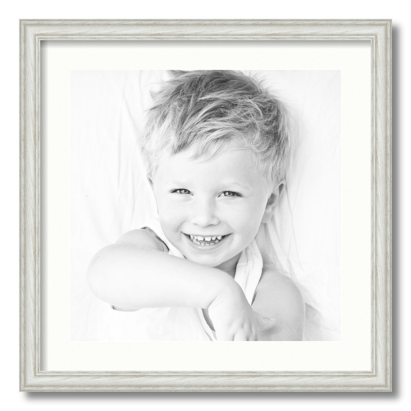 Cadre pour photo simple 16 po x 16 po en bois mat, Tissu blanc