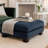 Rix Ottoman, 45 Inch Seat, Faux Wood Legs, Black Corduroy Fabric