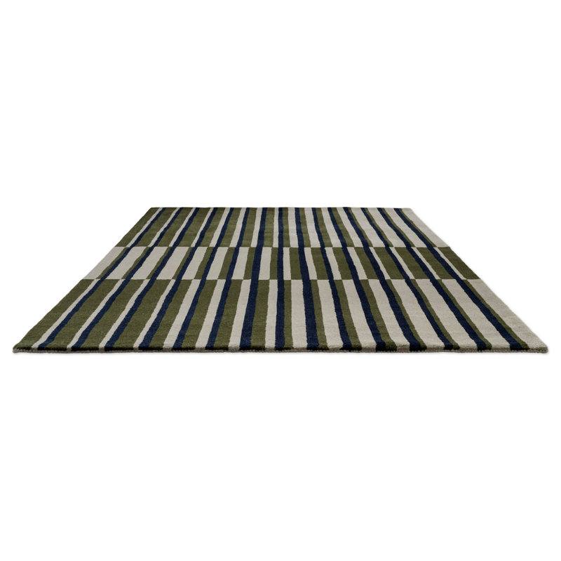 Decor Pilar Handmade Wool Striped Area Rug, Moss, Rectangle 8'2 x 11'6