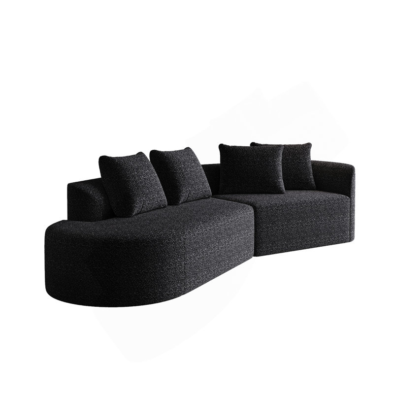 Canapé modulaire surdimensionné et rembourré Modern, Noir, Orienté à droite