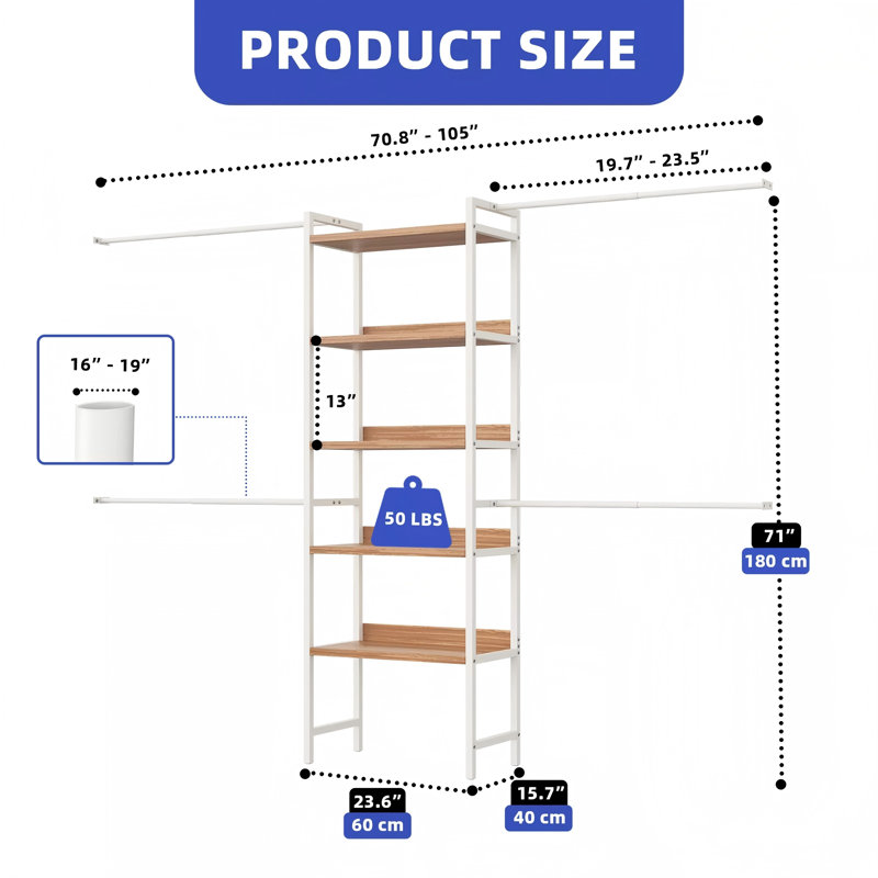 Eley 70.8'' - 105'' Closet System