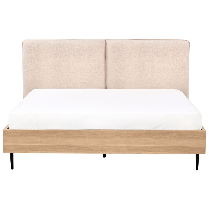 Bed Boucle LIMANTON 200 cm Beige, European Kingsize (160 x 200 cm)
