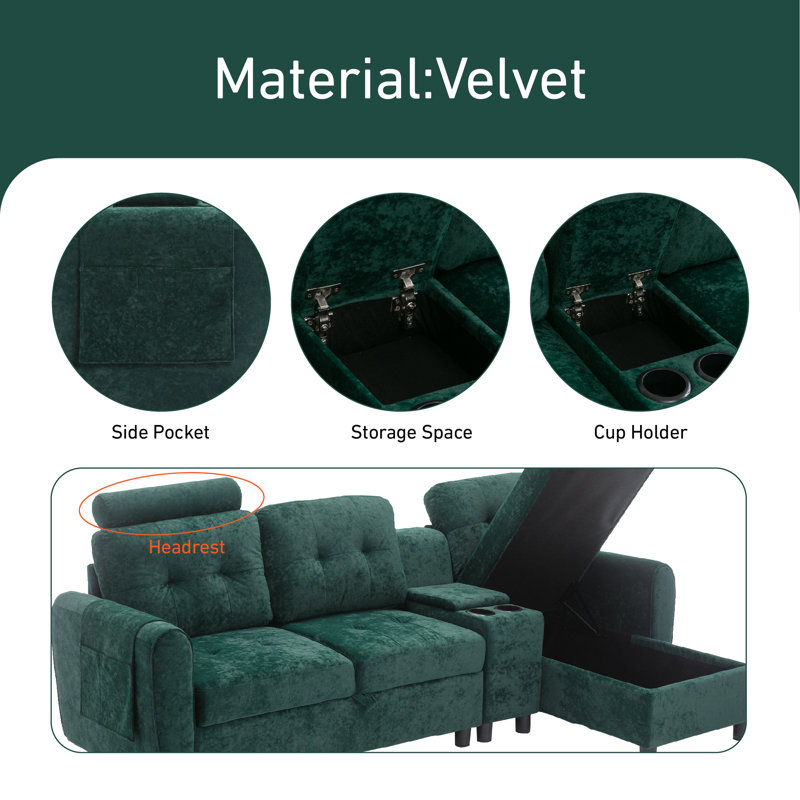 Canapé modulaire Lorica, Velours émeraude