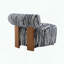 Fauteuil décoratif zébré à dossier cylindrique, tissu chenille et mousse haute densité