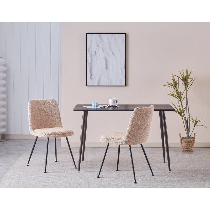 Langione Fabric Dining Chairs with Steel Legs, Pink
