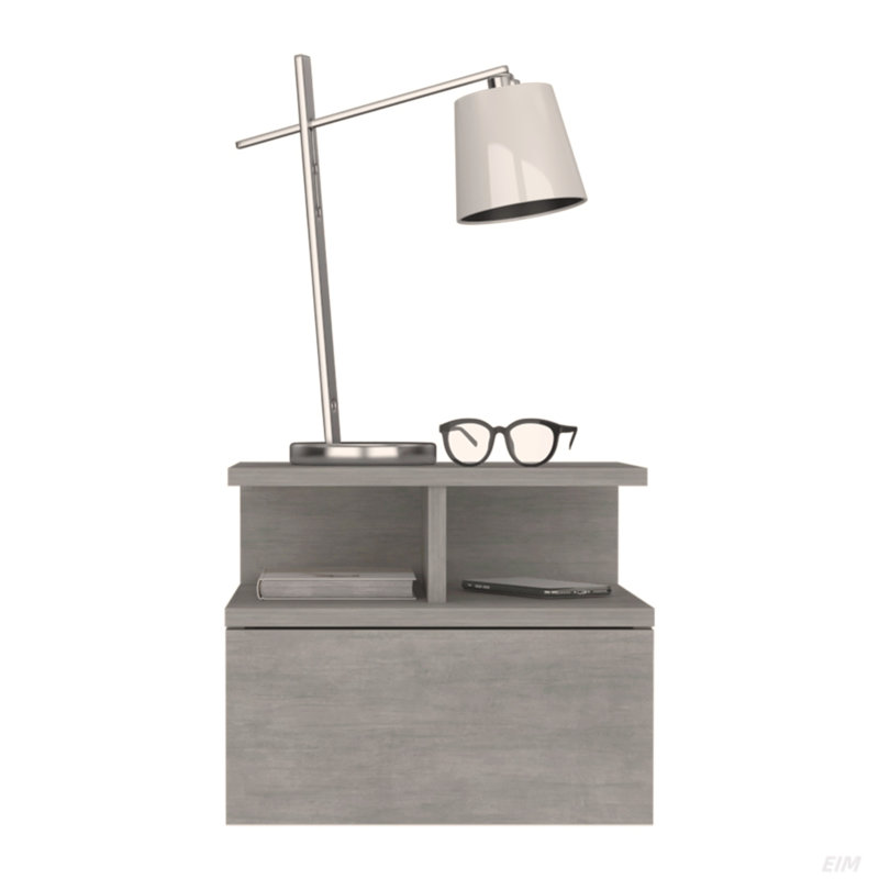 Table de chevet flottante Flopini, chambre à coucher, assemblage mural, Gris béton