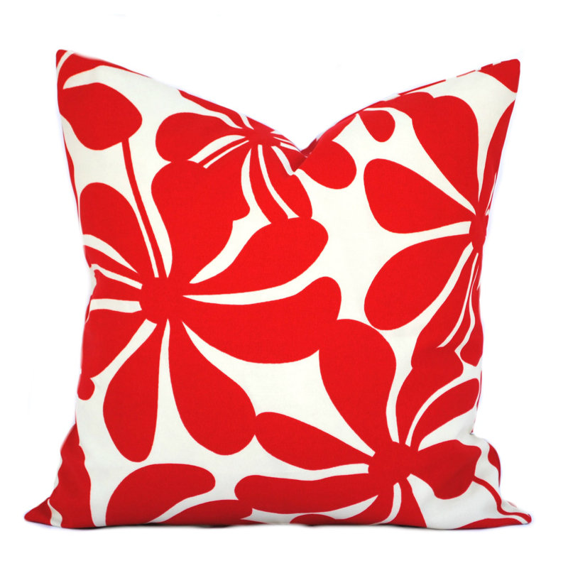 Housse de coussin intérieur / extérieur en polyester Lakeesha, Rouge, H 17,5 po x l 17,5 po