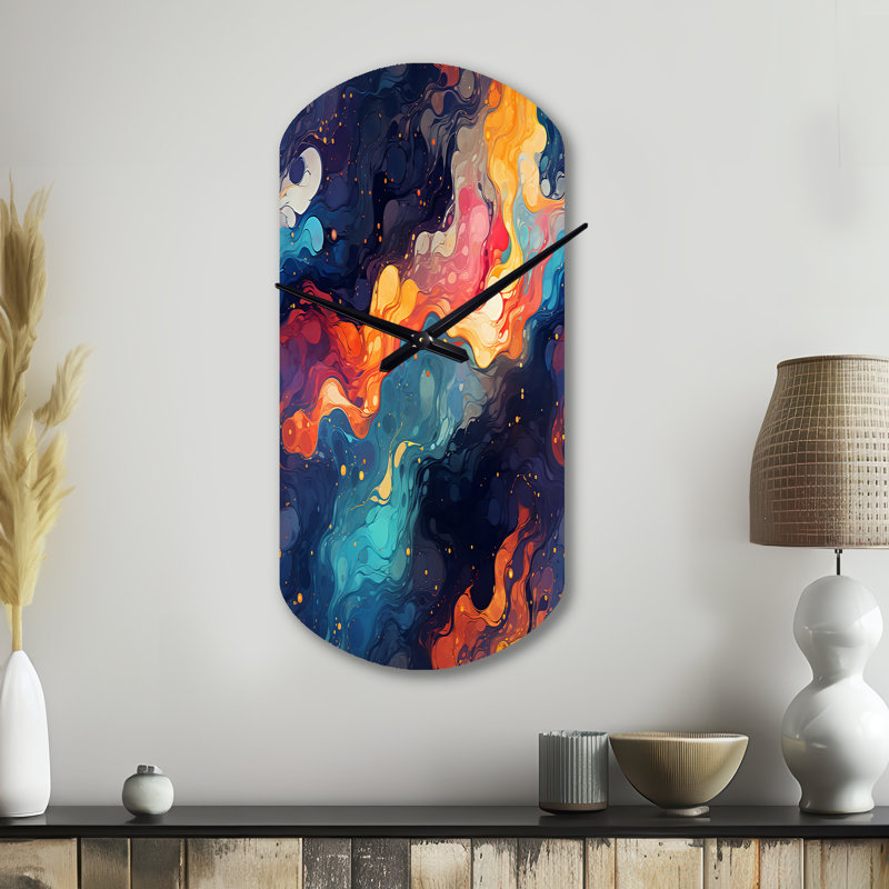 Cosmic Illusion Moody Patterns - Forme irrégulière, horloge murale abstraite en métal, sans horloge murale, Petit