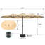 Grand parasol de patio de 15 pi avec base incluse, parasol rectangulaire surdimensionné pour 2 à 8 personnes, base lestée pour piscine, terrasse, cour, beige-336064773