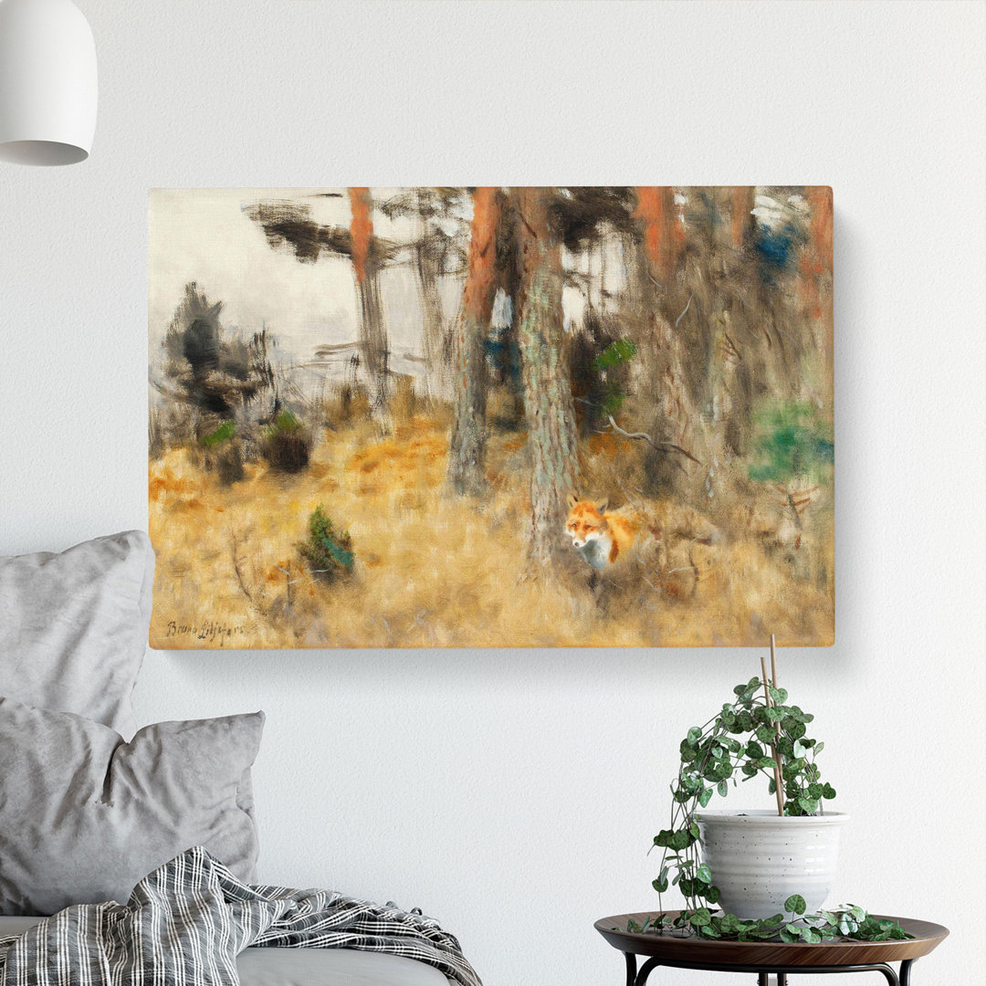 Roaming Fox by Bruno Liljefors - Wrapped Canvas