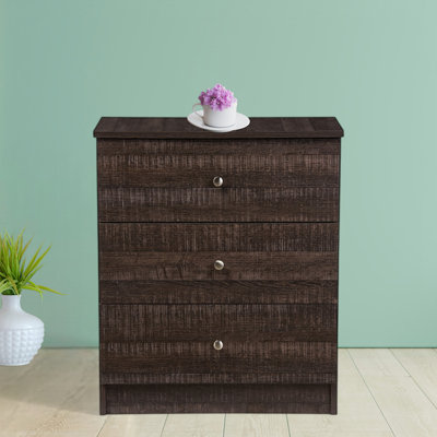 Lavande 3-Drawer Storage Chest in Espresso Brown Wood