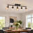 35" 5-Light Black Fixed Track Lighting Kit With Adjustable Heads And Glass Shades-134285588