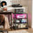 4-Tier AV Media Stand With Power Strips, LED Lights, Adjustable Shelves, 30", Grey Oak-599067002
