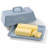  Ceramic Extra Large Butter Dish with Lid, Embossed, Casper Blue