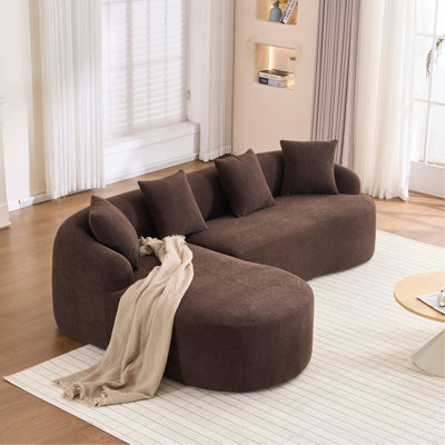 Canapé modulaire en L en éponge à compression complète avec méridienne incurvée, canapé modulaire en chenille, haute densité 30D pour le salon en appartement 900 lb