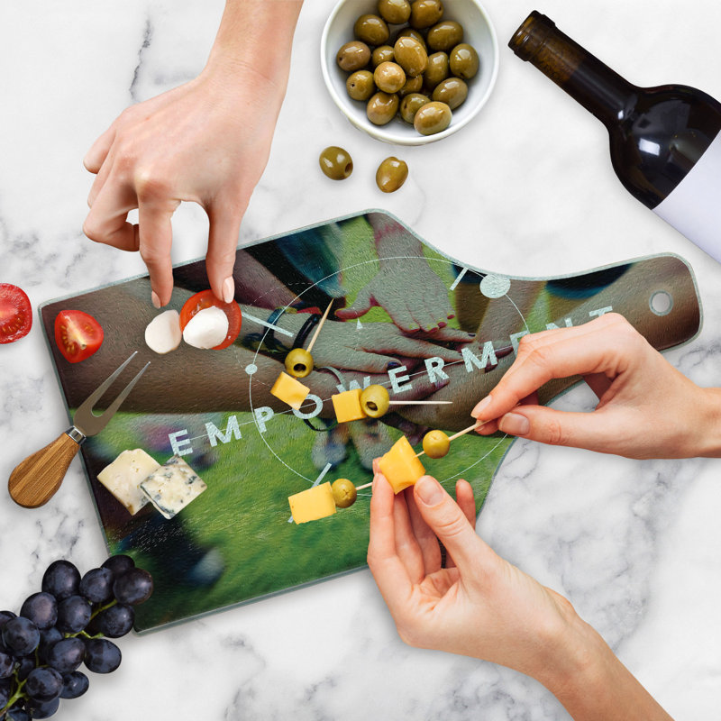 Ambesonne Empower Tempered Glass Cutting Board Progress and Collaboration Multicolor