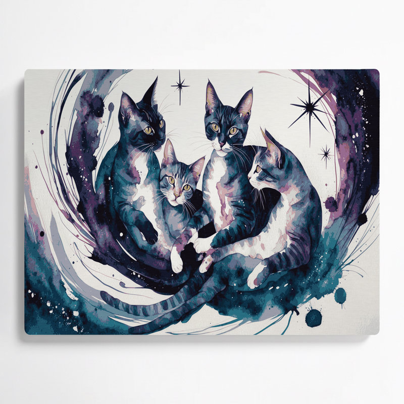 Cats Manx, art mural gris en métal, H 20 po x l 30 po
