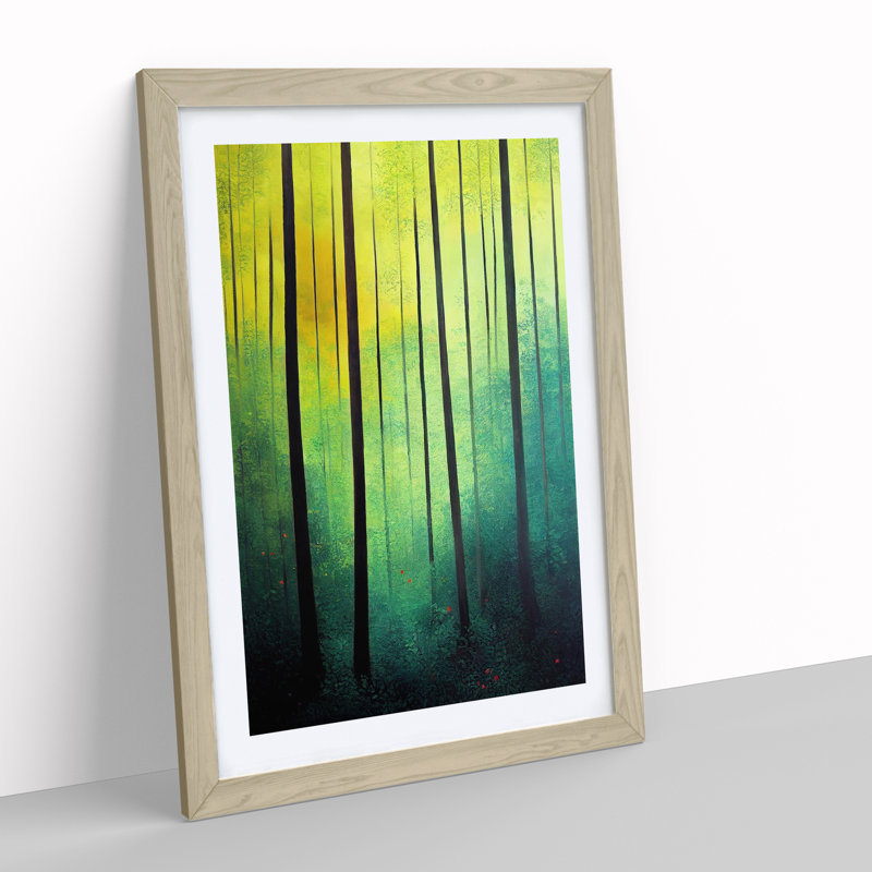 Forest No.2 - Single Picture Frame Painting, 34cm H x 25cm W x 2cm D, Oak