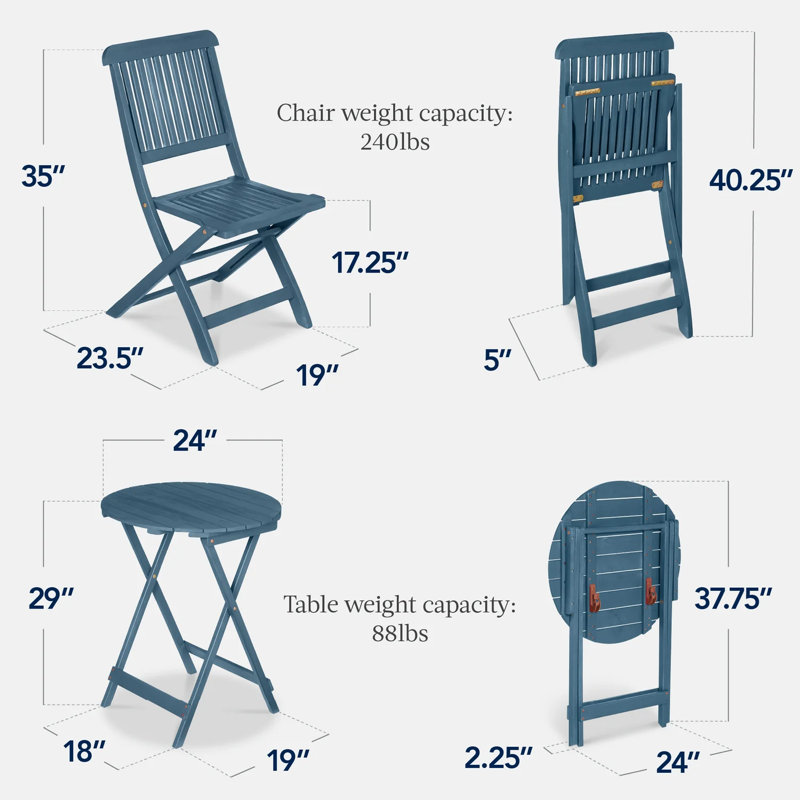 Wood Bistro Set, Slate Blue