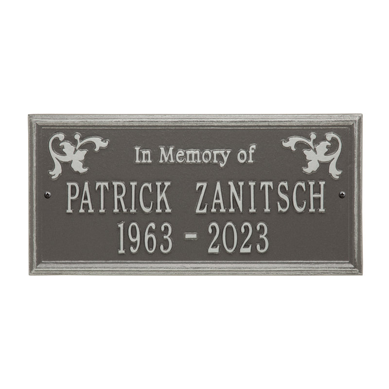 Plaque commémorative Wilmington «In Memory of», Oui, Étain / argent
