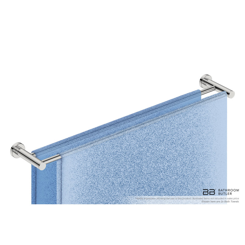 2 Double Wall Mounted Towel Bar, Polished Stainless Steel