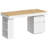 55'' Modern Computer Desk With Drawers, Wooden Executive Desk With File Drawer and Charging Station, 3-tier Open Side Shelf