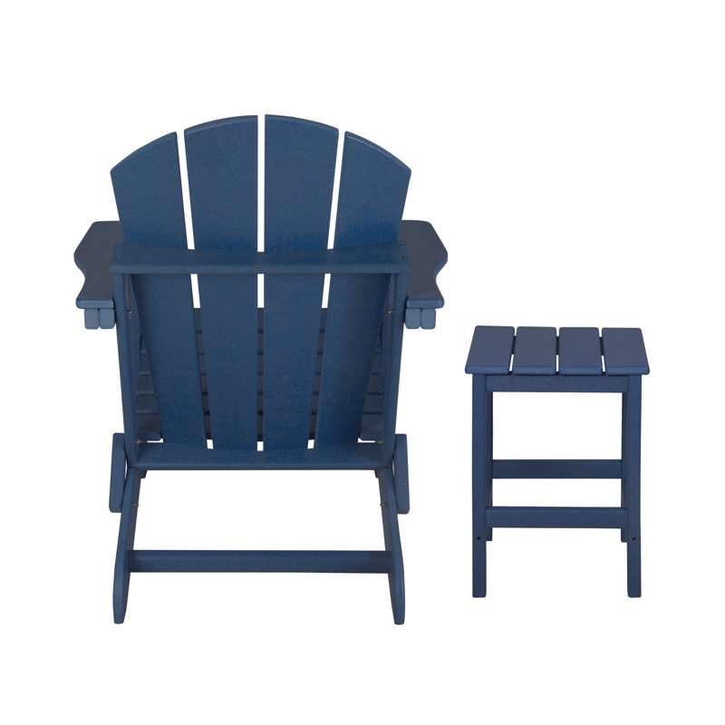 Chaise Adirondack pliante en plastique avec table Laguna, Bleu marine