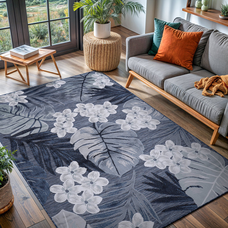 Tapis floral intérieur / extérieur, Rectangle 6 pi x 9 pi
