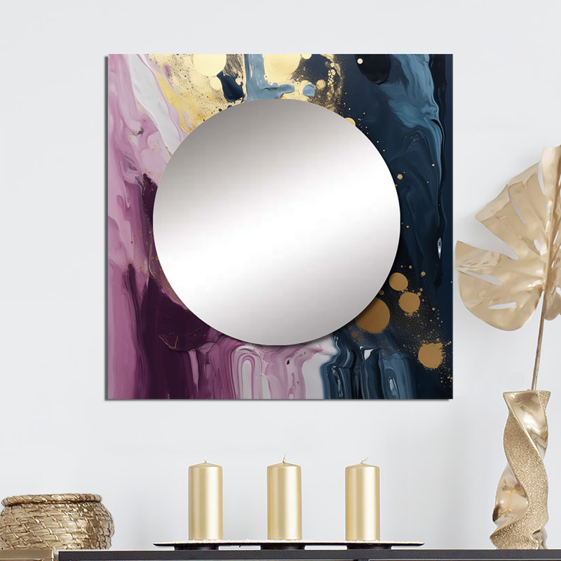 Elody - Grand miroir mural carré abstrait pour chambre à coucher, 23 po x 23 po