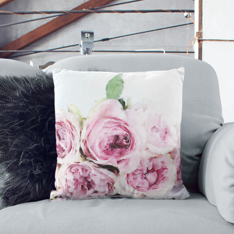 Floral Square Cushion, 40cm H x 40cm W x 15cm D