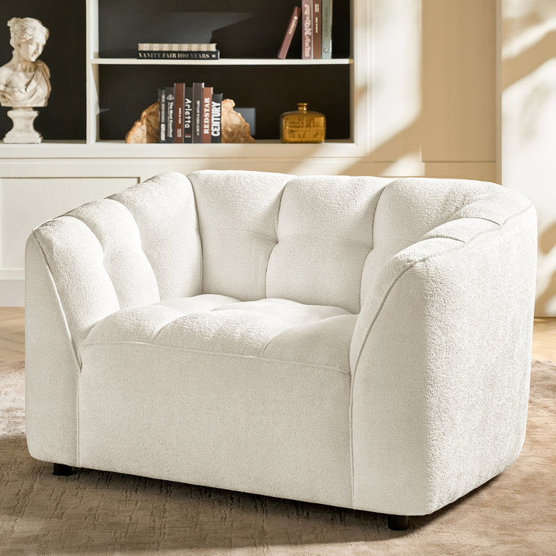 Fauteuil surdimensionné moderne rembourré Hulda, Ivoire ivoire