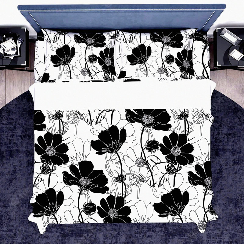 Floral Bloom Queen Sheet Set - Soft Aesthetic Bedding with Deep Pockets - 1 Flat Sheet, 1 Fitted Sheet, 2 Pillowcases - Ultra Soft & Stylish Flowers Pattern