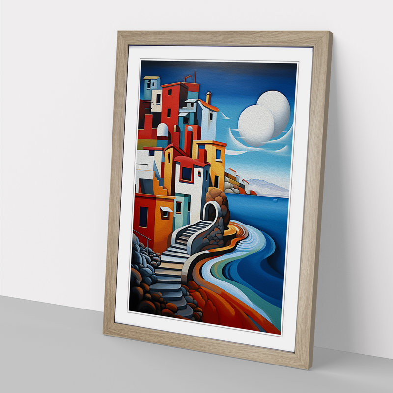 Seascape Constructivism Framed Print, Oak, 64cm H x 46cm W x 2cm D