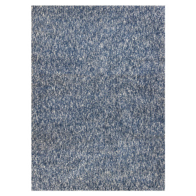 Tapis indigo et ivoire 2 pi x 4 pi tissé à la main