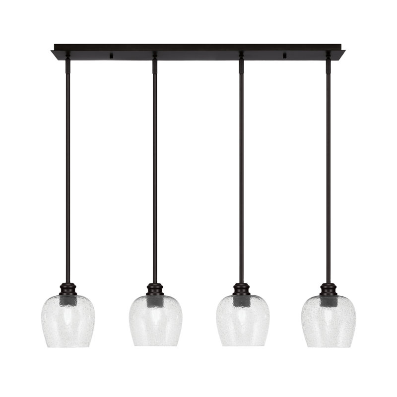 Luminaire suspendu linéaire 4 lumières avec verre de 6 po Edge, Espresso, Fumée