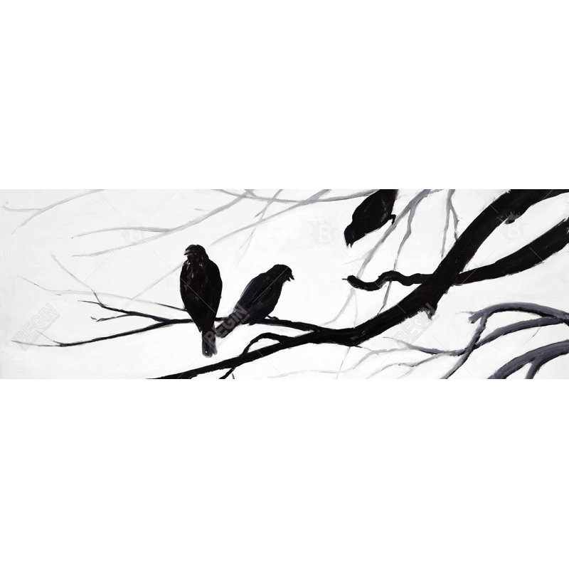 Silhouette d'oiseaux - Toile noire et blanche pour la décoration intérieure