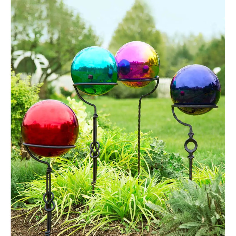Teal 10-Inch Stainless Steel Weather-Resistant Gazing Ball