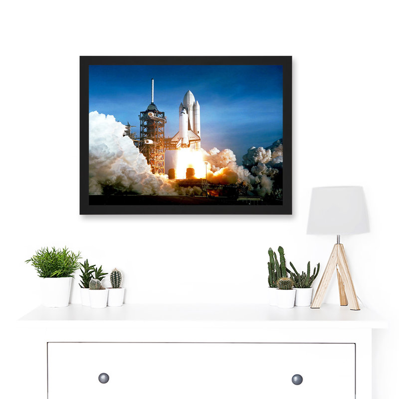 Space 1981 Shuttle Launch Number One Columbia NASA - Single Picture Frame Print, 33cm H x 44.5cm W x 1.5cm D