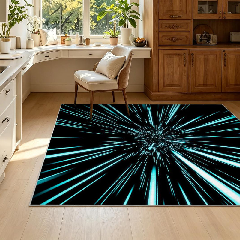 Tapis noir à volants profonds noir, Rectangle 55 po x 79 po