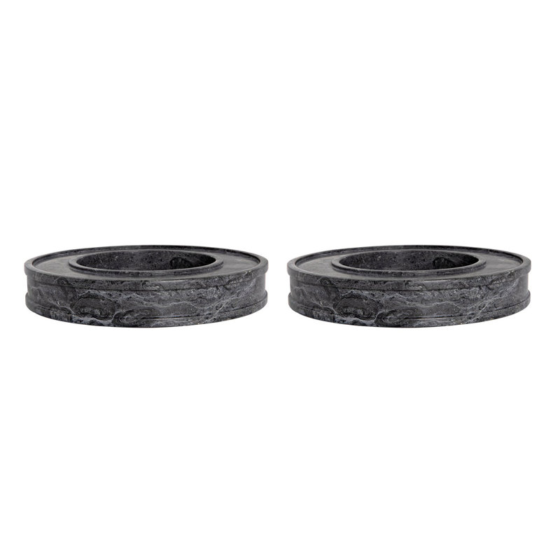 Kafka Black Marble Round Serving Trays - Set of 2