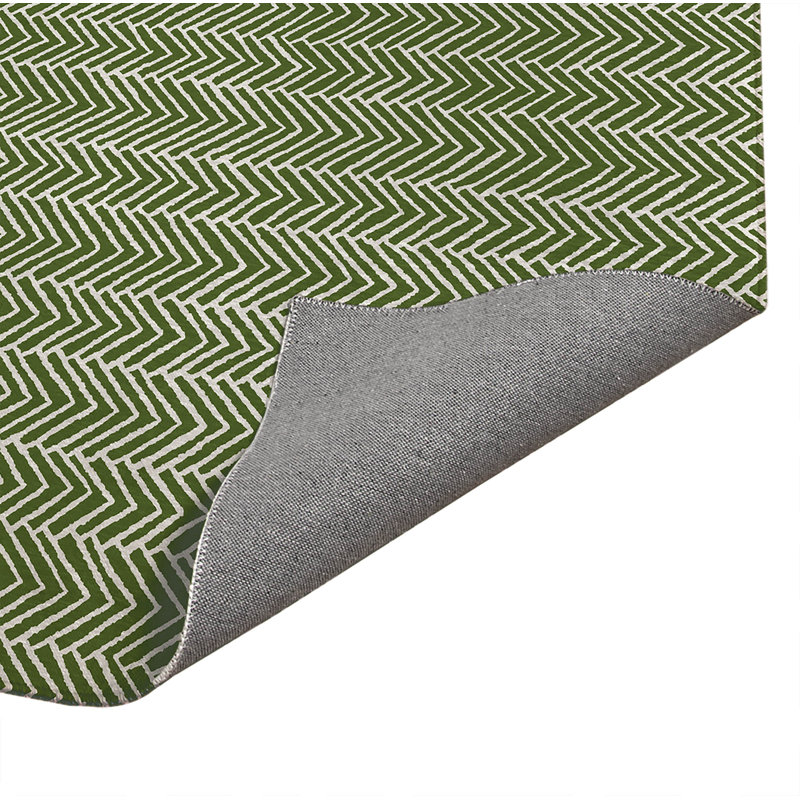 Chevron Block Low Profile Kitchen Mat, Olive Green, Rectangle 5' x 7'