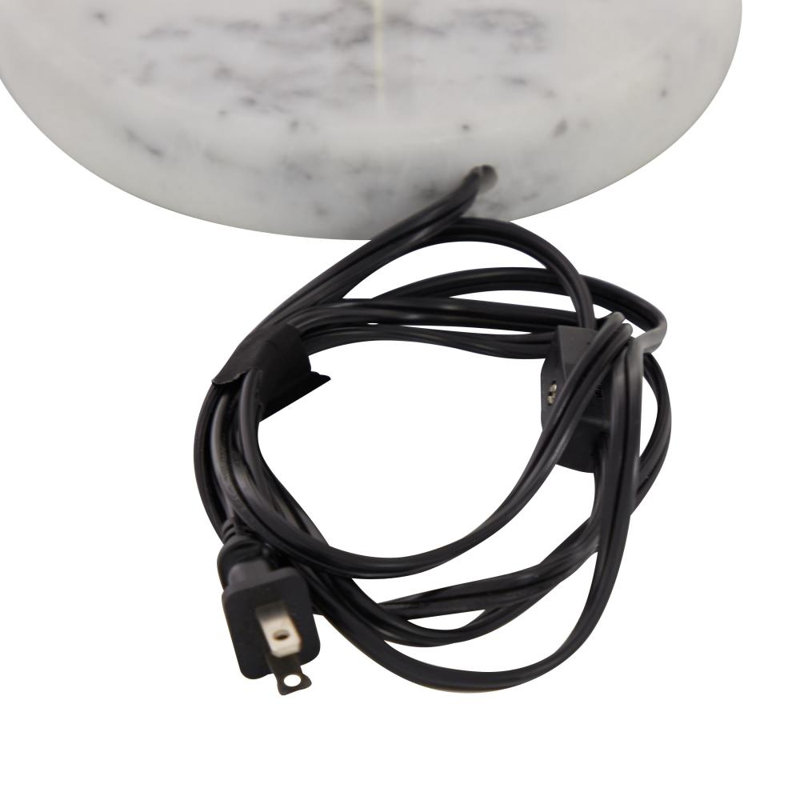 Metal White Table Lamp with Round Ribbed Shade