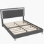 Grand cadre de lit tapissier grand avec lumières DEL, lit plateforme en velours avec tête de lit capitonnée, gris