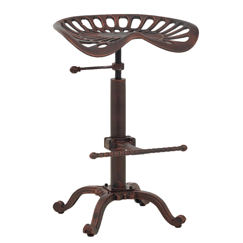 Elinna Swivel Adjustable Height Counter Stool with Metal Frame, Antique Copper