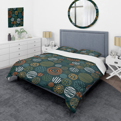 Green Circle Pattern Geometric Shapes Duvet Cover
